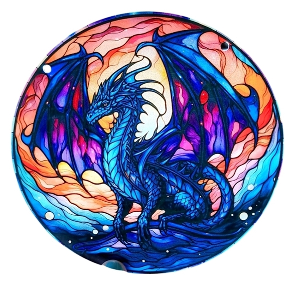 Dragon Suncatcher Stained Glass Design Hanging Window Ornament Gothic Fantasy - Picture 1 of 4